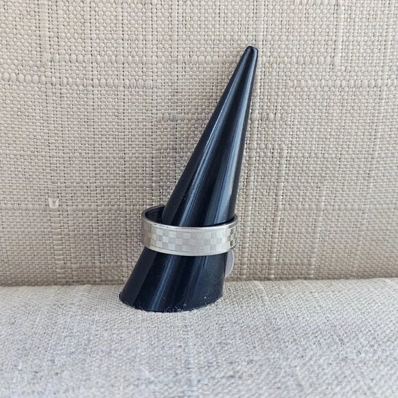 Fashion Ring Checker Staineless Steel Unisex Fashion Jewelry Rings Size NWT - Picture 5 of 12